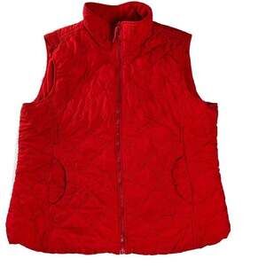Coldwater Creek Red Quilted‎ Zip Vest XL Warm Lined Puffer Vest